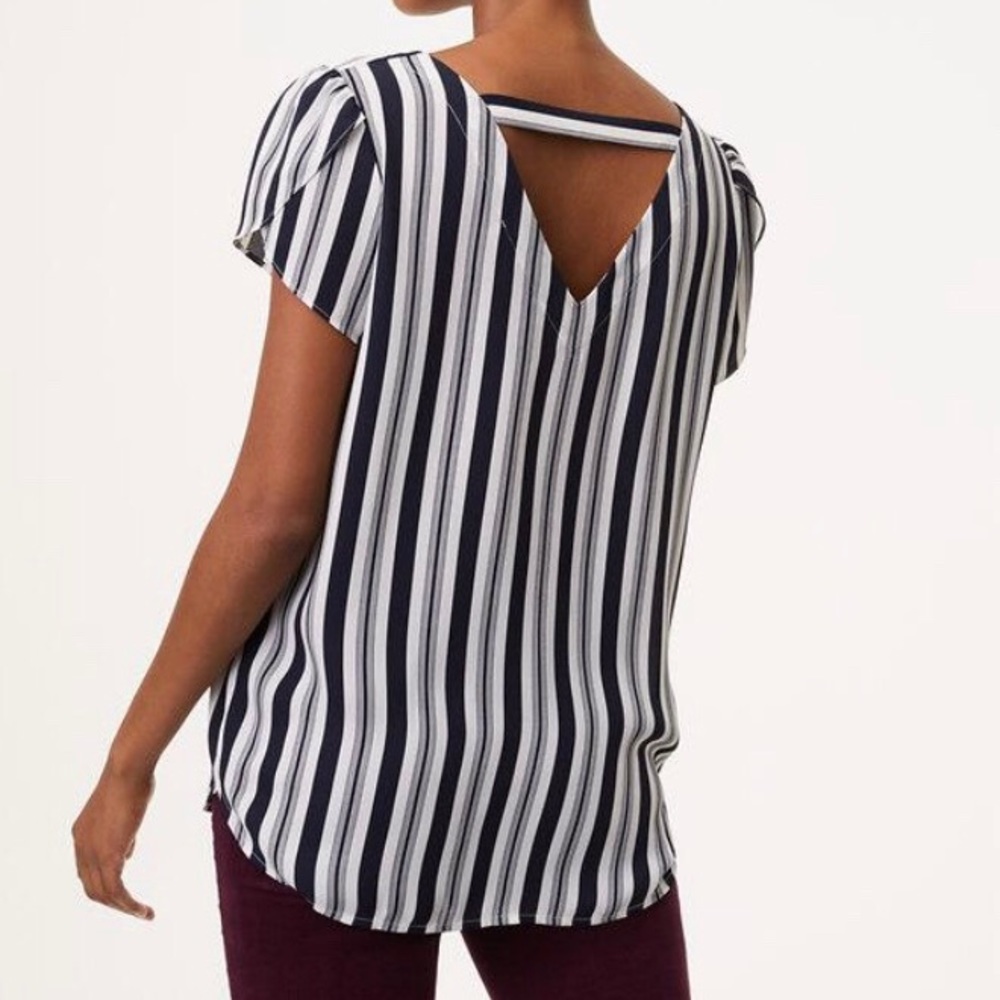 LOFT striped bar back blouse